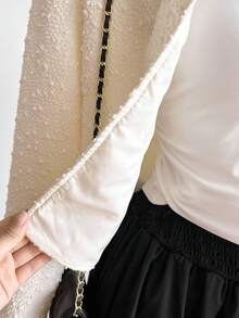 SHEIN Sweetra Young Teen Girl Casual Bowknot Tie Jacket, Suitable For Spring Autumn