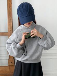 Dazy Kids Sudadera con capucha de forro polar de unicolor para niñas preadolescentes, otoño e invierno