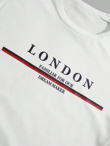 EURMUSE Men Cottonline 2pcs Letter Printed Regular T-Shirts - Blue and White - View 4