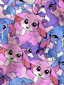 SHEIN Leap Crew Cute Cartoon Blue Rabbit Stitch Pattern Casual Campus Sports Style Tween Girl Loose Fit Comfortable Long Sleeve Sweatshirt, Suitable For Autumn/Winter Music Festivals, Outdoor Picnics, Outings, Street Photography, Home Wear Fall - Multicolor - View 5