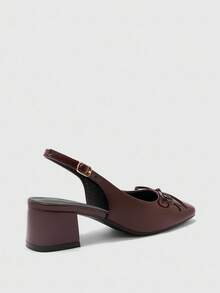 CUCCOO BIZCHIC 女士经典低跟粗跟咖啡色高跟鞋，优雅百搭，适合日常穿着、通勤和圣诞节办公场合