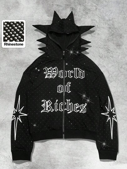 Street Life sweat-shirt à capuche pour hommes avec diamants scintillants en forme de bois de cerf, automne