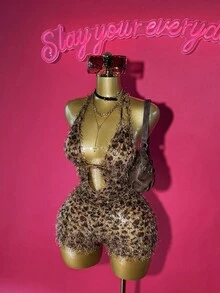 Slaydiva 2025秋冬新款性感优雅夜店连体裤-豹纹 - 彩色 - 查看 1