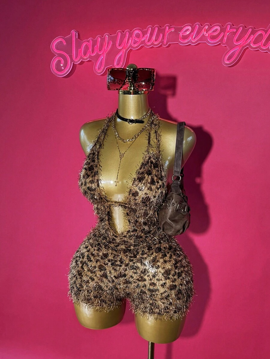 Slaydiva 2025秋冬新款性感优雅夜店连体裤-豹纹 - 彩色 - 查看 1