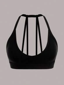 SHEIN Cheerettes 3 piezas Sujetador deportivo unicolor con abertura de espalda abierta - Multicolor - Ver 3