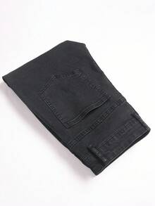 Manfinity LEGND Quần jean bó màu đen đính đá thời trang đường phố thường ngày dành cho nam - Màu xám đen - Xem 7