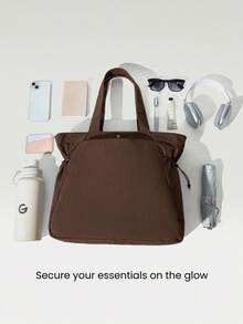 GLOWMODE 18L NylonZipper Pocketed Tote Bag Beach Travel Daily Casual Travel Bag - Mocha Brown - View 3