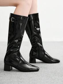 CUCCOO BIZCHIC 女士时尚百搭通勤高跟靴 - 黑色 - 查看 3