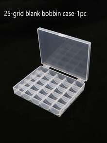 SHEIN 1PC 25-Slot Bobbin Storage Box - Clear Plastic Organizer For Sewing Machine Accessories & Craft Supplies - White - View 14