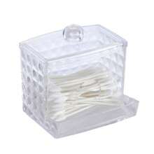 1pc/3pcs Transparent Acrylic Makeup Remover Pad Cleaning Swab Storage Box Desk Dressing Table Dustproof Toothpick Holder With Lid - Multicolor - View 9