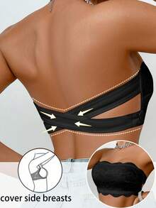 SHEIN 1 szt. damski koronkowy biustonosz bandeau bez fiszbin