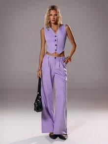 Lunelith SHEIN Lunessa Traje de mujer sin mangas y sencillo de unicolor para uso diario