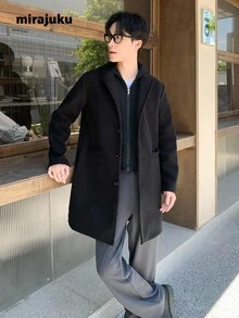 一件青少年男童时尚多功能连帽拉链外套，适合日常、户外活动和通勤穿着，秋冬季款 - 黑色 - 查看 2