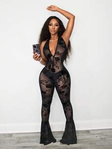 BamGleam Combinaisons pour femmes pour Halloween - Noir - Voir 2