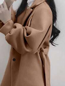 INAWLY New Elegant & Stylish Tie-Up Long Sleeve Women Jacket - Mocha Brown - View 2