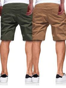 Manfinity Homme 2pcs Loose Fit Men's Patched Detail Drawstring Shorts - Multicolor - View 2