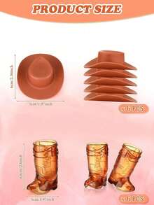 24件套（12顶迷你塑料牛仔帽和12个牛仔靴杯），西部牛仔帽靴杯，派对用品，适合主题生日派对装饰和牛仔单身派对礼品，1盎司