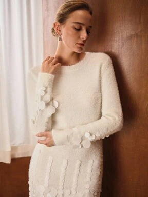MOTF PREMIUM SEQUIN EMBELLISHED SHORT LONG SLEEVE KNIT DRESS, AUTUMN/WINTER