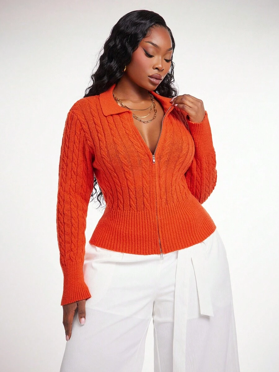 Radiana Áo khoác cardigan dáng lửng tay dài màu cam thanh lịch, gợi cảm cỡ lớn dành cho nữ, phù hợp cho các dịp công sở, dạ hội, khiêu vũ, ngày lễ tình nhân - trái cam - Xem 1