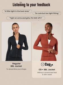 GLOWMODE FeatherFit™ For DD+ Slim-It Streamline Performance Secure Pockets Zip Up Long Sleeve Jacket Low Impact Yoga Pilates Daily Fall - Redwood - View 3