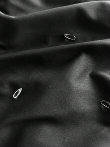 SHEIN Frenchy 女士休闲时尚度假风格纯色水钻装饰宽松抹胸 - 黑色 - 查看 7