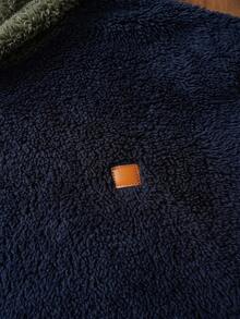 Manfinity NXTstreet Men's Casual Knitted Colorblock Coral Fleece Double-Sided Fleece Patchwork Hoodie Men Fuzzy Hoodies Men Fleece Hoodie Men Sherpa Hoodie Men Hoodies Pullover Teddy Bear Hoodie Men , Fall Winter, Long Sleeve Top - Multicolor - View 5