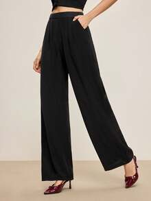 BizChic Pantalones de mujer con bolsillos laterales negros, nuevos para invierno y verano 2025. Vintage, elegante, urbano, casual, romántico, estilo de los 90. Adecuado para fiestas elegantes, graduaciones, vacaciones, bodas, citas, conciertos, brunch, aeropuerto y talla grande. - Negro - Ver 4