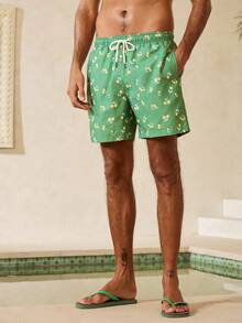 Manfinity Swimmode Men's Cherry Print Drawstring Casual Beach Shorts - Green - View 4