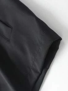 Manfinity Homme 男士休闲纯色袖拉链口袋轻薄夹克，秋季男士棕色夹克，男士休闲夹克，男士轻薄夹克，棕色拉链夹克，男士棕色夹克，男士秋季夹克，秋季男士上衣，长袖咖啡棕色 - 黑色 - 查看 5