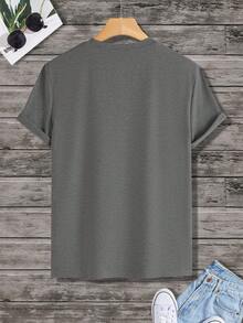 Manfinity Homme Herren einfarbiges minimalistisches lässiges Rundhals Kurzarm T-Shirt, einfarbiges T-Shirt, Slim Fit T-Shirt, graues T-Shirt, Herren Sommer T-Shirts - Grau - Übersicht 2