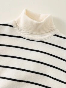 SHEIN 男女宝宝可爱条纹高领毛衣，休闲秋冬宝宝服装，男宝宝冬季套装，男宝宝秋季套装，男宝宝条纹毛衣，男宝宝高领毛衣，男宝宝条纹毛衣 - 彩色 - 查看 6