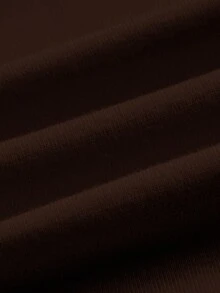 SHEIN BASICS Áo thun nữ dáng rộng cổ đứng màu trơn, dáng rộng, thường ngày - màu nâu - Xem 8