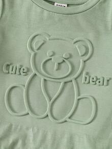 SHEIN 3 件装可爱卡通压花图案长袖卫衣，适合男婴和女婴，百搭秋冬男女通用婴儿服装 - 彩色 - 查看 5