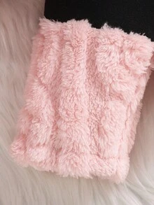 SHEIN Baby Girls' Bear Embroidery Hooded Fluffy Zip-Up Jacket And Fluffy Pants Suit, Adorable For Autumn/Winter Fall - Pink - View 4