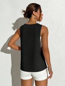 Velisys Velisys 2pcs Basic Loose Solid Color Sleeveless Tank Top, Suitable For Daily Wear Mesh Workout Tops - Multicolor - View 5