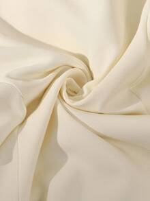 GlowEve Women's Elegant White Pocket Mandarin Collar Button Decor Mid-Length Formal Business Dress Fall Cloth For Women - Apricot - View 4