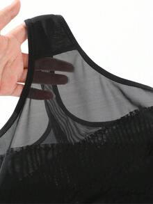 SHEIN 1 Quần định hình màu trơn co giãn eo cho nữ - màu đen - Xem 5