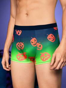 Notgurli Celana Dalam Boxer Pria Nyaman Motif Halloween Ombre Hijau Neon untuk Pesta dan Festival Musik - Hitam - View 4