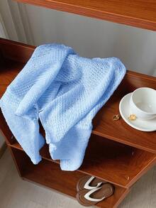 Comfortcana Light Blue Plus Size Women Loose Batwing Long Sleeve Sheer Top