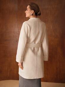 MOTF PREMIUM WOOL BLEND BELTED DOUBLE-FACED OVERCOAT, AUTUMN/WINTER - Apricot - View 4
