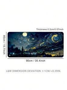 SHEIN 1 قطعة لوحة فأرة كبيرة الحجم مزينة بلوحة زيتية، لوحة مفاتيح ألعاب، لوحة مكتب، لوحة فأرة كبيرة الحجم لطاولة ألعاب الكمبيوتر المحمول، لوحة مكتب فاخرة، كبيرة وسميكة، قاعدة مطاطية مانعة للانزلاق، مناسبة للمكتب والاستخدام المنزلي، قابلة للغسيل، مريحة للاستخدام، عودة إلى المدرسة، متوفرة بأحجام متعددة - 2014 - ضوء القمر الدوارة - مشاهدة 2