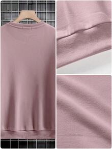 Felpa da uomo in cotone con grafica a lettere, senza maglietta, spalle a caduta