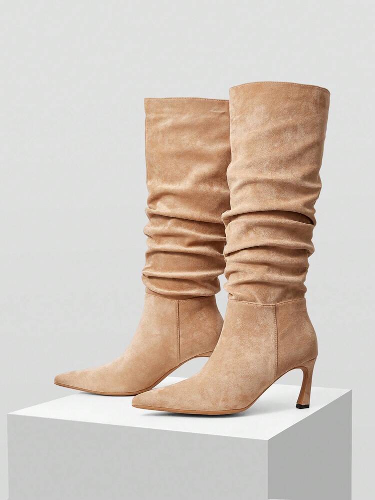 BOTAS ALTAS CÓMODAS DE TACÓN BAJO PARA MUJER