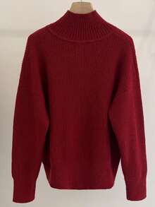 INAWLY Autumn/Winter High Neck Long Sleeve Knitted Cardigan, Versatile & Elegant