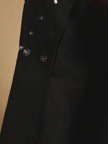 Poéselle Women's Fashionable Elegant Tie-Front Slim-Fit Coat With Detachable Faux Fur Collar-Fall/Winter Holiday Season,Black Cropped Jacket,Black Fur Coat,Teddy Coat,Winter Women Coat, Fur Coat Women, Women Winter Clothes, Black Blazer For Women - Black - View 9