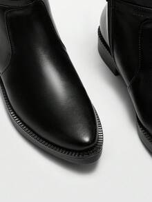 CUCCOO BIZCHIC Giày bốt cổ ngắn đi chơi ngoài trời dành cho nữ, Giày bốt màu đen đơn giản, thoải mái, đế dày, chống trượt, có khóa kéo bên hông, trang trí bằng kim loại, phù hợp cho dịp Giáng sinh và năm mới, không khí mùa thu/đông. - màu đen - Xem 7