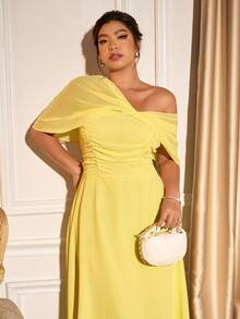 Cravure Vestido de cóctel elegante y versátil personalizado para mujer de talla grande para fiesta o baile - Amarillo - Ver 6
