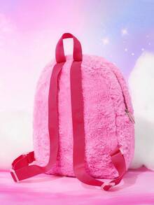 SHEIN X Care Bears 1个迷你可爱卡通毛绒背包，可调节肩带，适合青少年、女孩，四季皆宜，秋冬季爱心熊、彩虹熊、友谊图案 - 粉色 - 查看 4