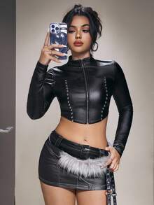 Jeanoix 女士休闲外套夹克，适合外出和聚会 - 黑色 - 查看 6