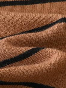SHEIN Baby Boy/Girl Casual Versatile Colorful Striped Collared Half-Zip Pullover Sweater Fall Winter - Multicolor - View 3